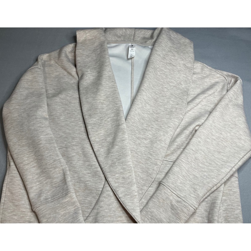 Yogalicious Scuba London Cardigan Oatmeal Heather Open Front Thumbholes XS - Picture 2 of 9